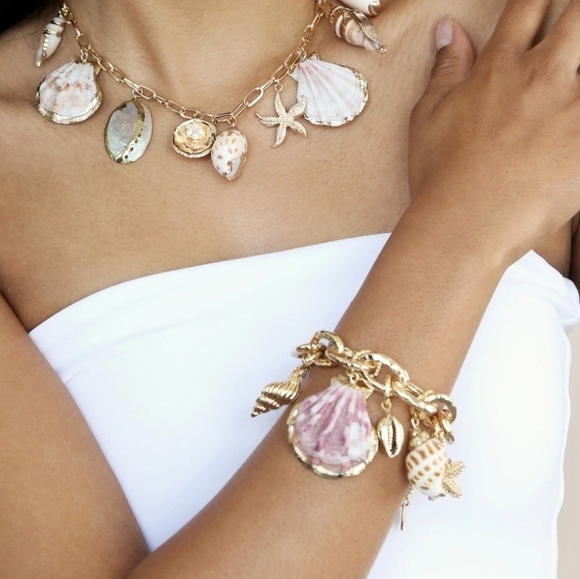 💛🔹House Of Harlow🔹 Gold Shell Charm Mermaid Tears Bracelet - Picture 8 of 8